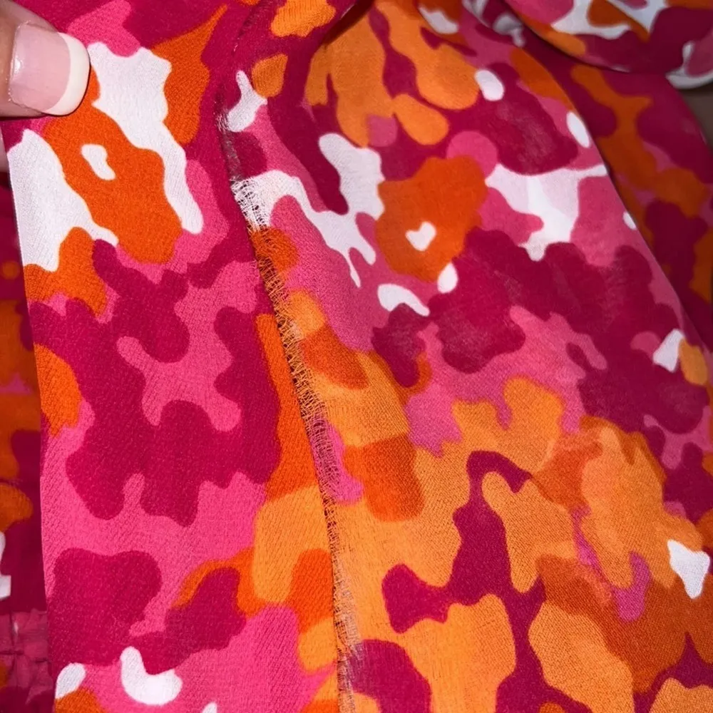 Michael Kors large bright tank sheer lightweight sleeveless elastic FLAW Orange - Image 4