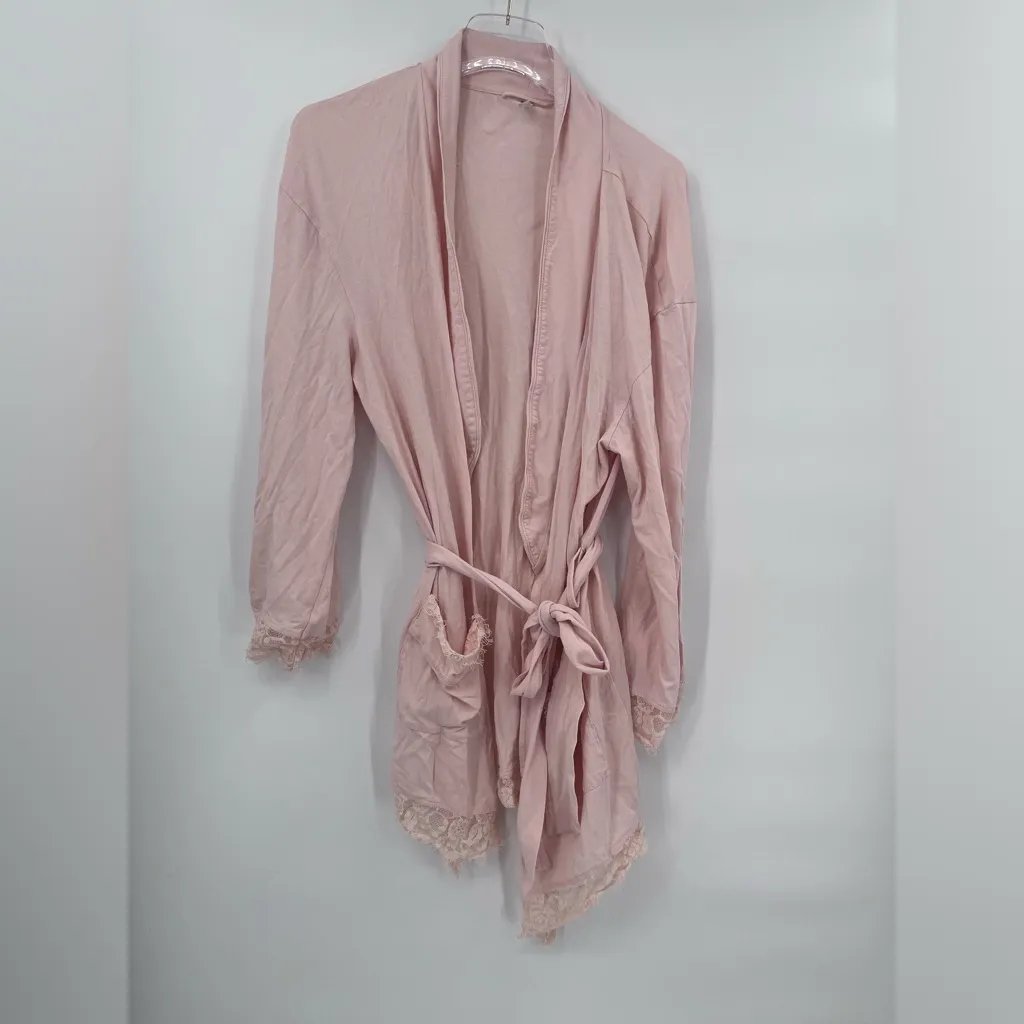 Free People‎ L Sweetest Thing Pale Pink Lace Trimmed robe - Image 3