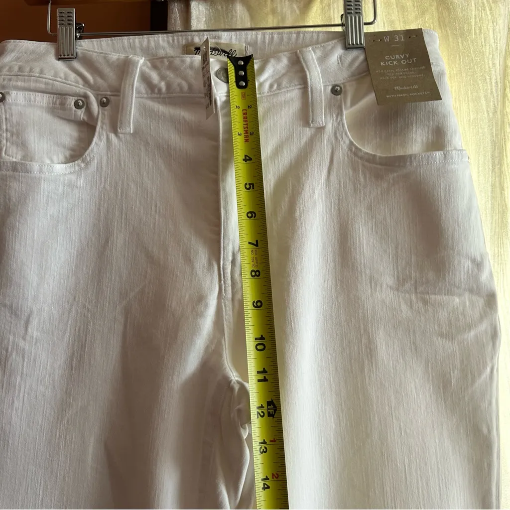 Madewell Curvy Kick Out Crop Jean Flare Denim‎ Pure White NWT Size 31 - Image 11