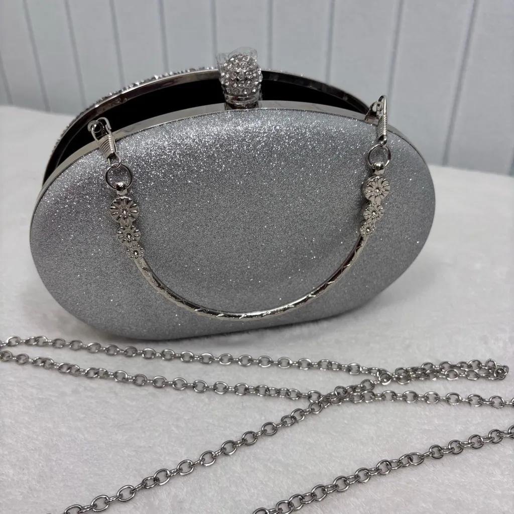 Luxury Evening Bag‎ Wedding Bags Ladies Phone Pocket Purse Wallet for Party Silver - Image 9