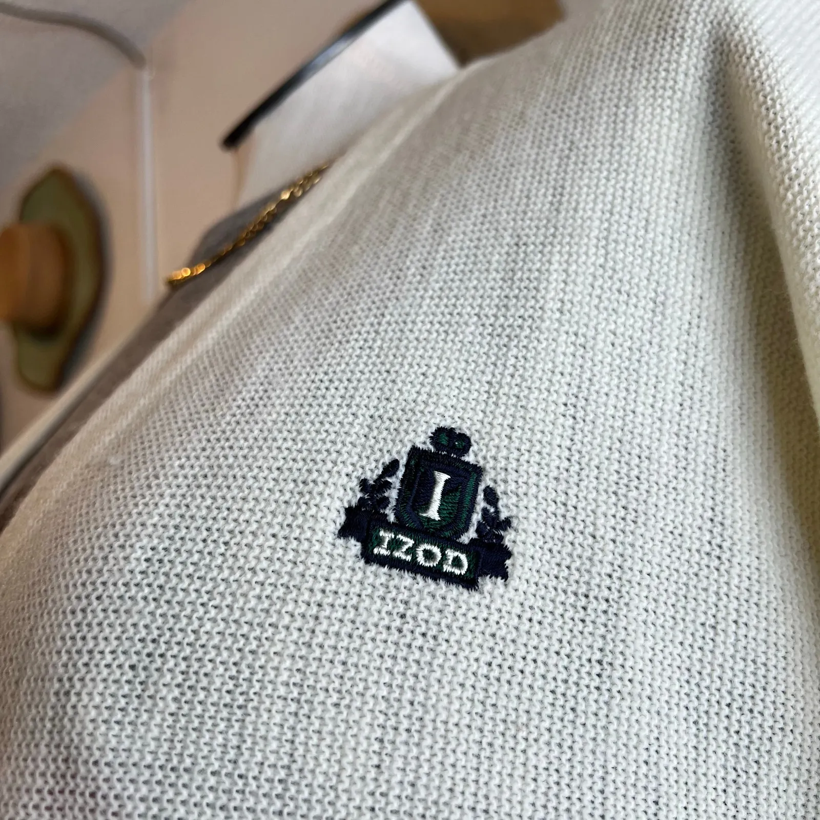 USA IZOD Vintage Cream Wool Blend Knit Cardigan Grandpa Sweater Size XL - Image 3