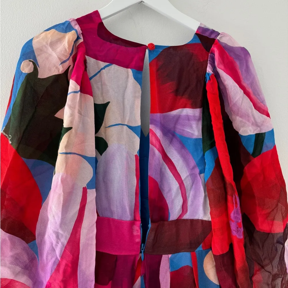 FARM RIO Watercolor Floral Blue Maxi Dress XS - Image 5