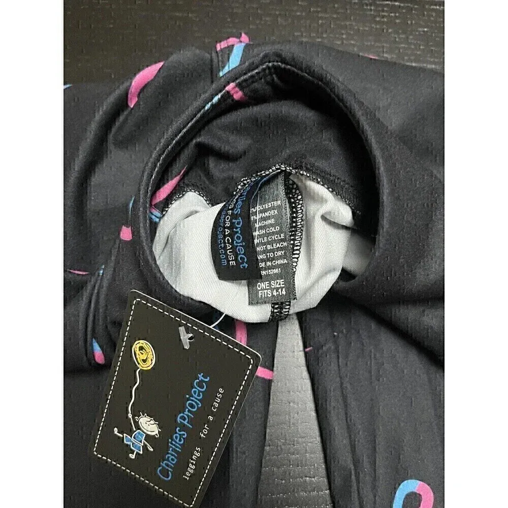 Pink & Blue Ribbons One Size Child Loss Awareness Leggings Size 4 - Image 5