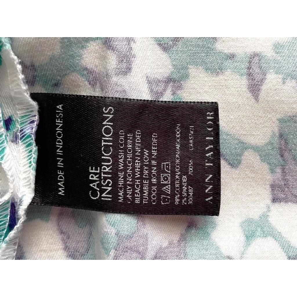 Ann Taylor Skirt Womens 14 Purple White Teal‎ Short Casual Madison Zip Closure - Image 5