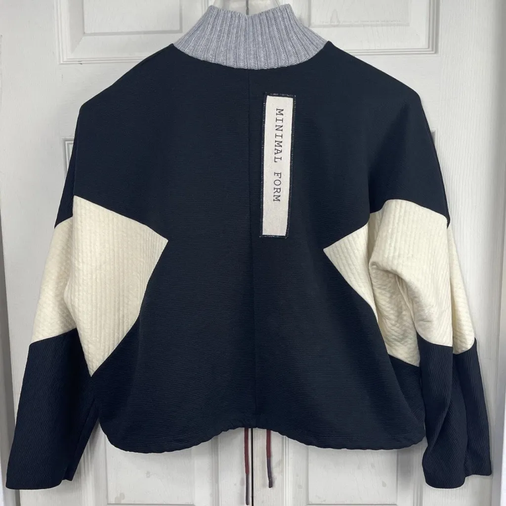 Zara Women’s Sz S Colorblock Knit Turtleneck Drawstring Waist Sweater Top - Image 2