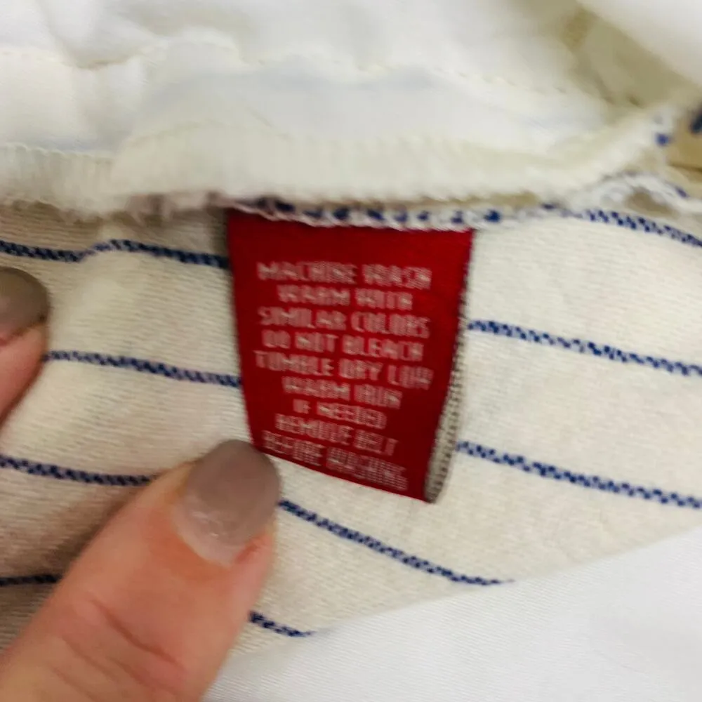 Chaps Denim Pinstripe Linen Pants Sz 10 - Image 3