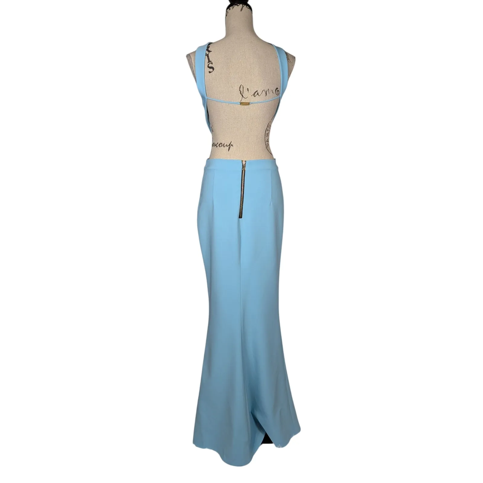 Maria Bianca Nero Aqua Backless Stretch Cutout Mermaid Dress Size 4 - Image 4