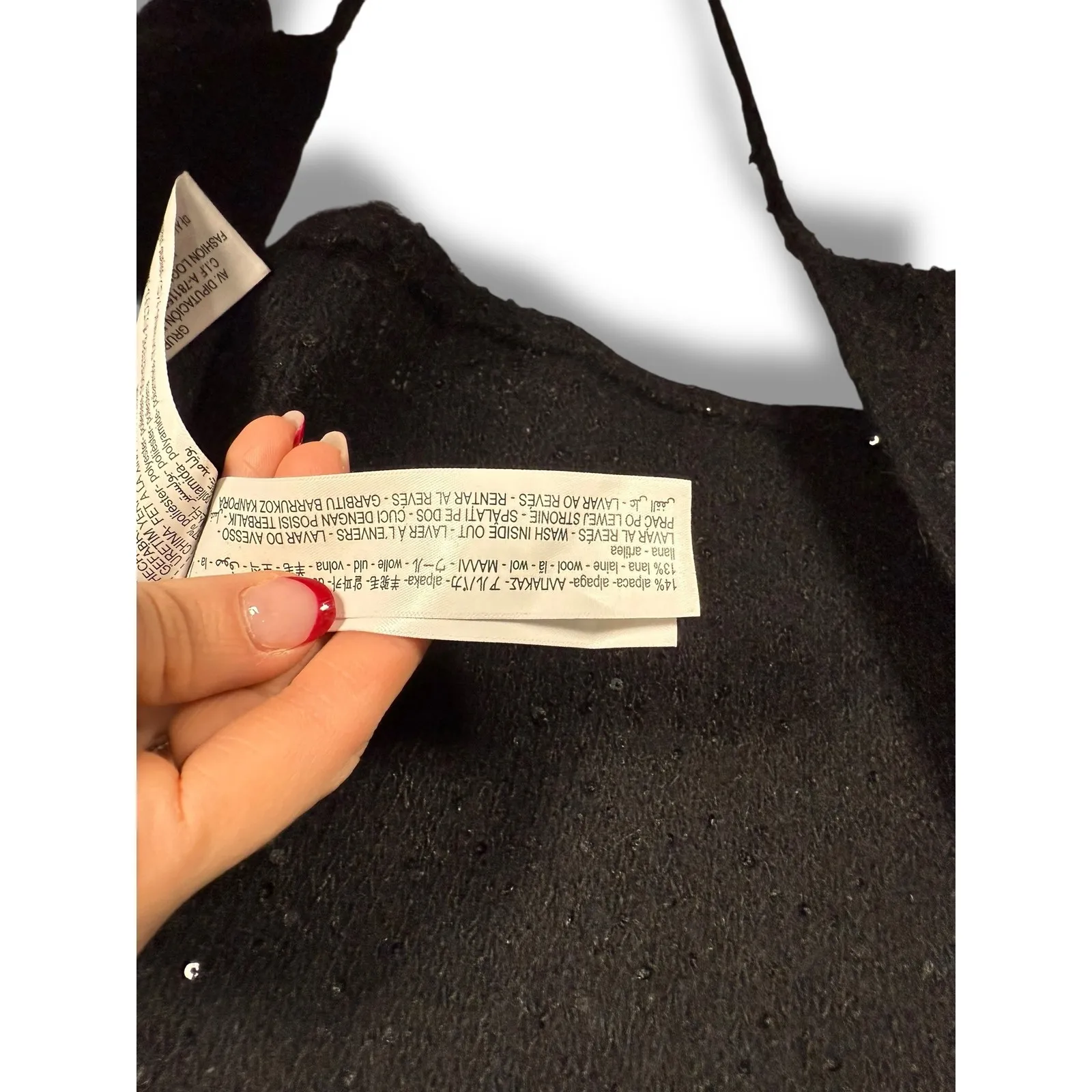 Massimo Dutti Studio Black Sequin Wrap Knit Cardigan Sweater Studio Collection - Image 7