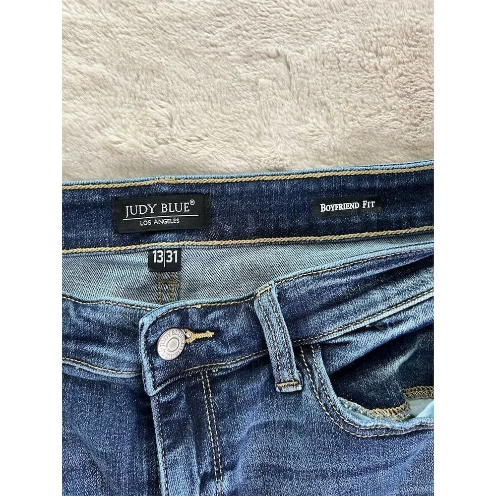 Judy Blue Women's Boyfriend Fit Jeans Size 13 Blue 5-Pocket Design - Image 6