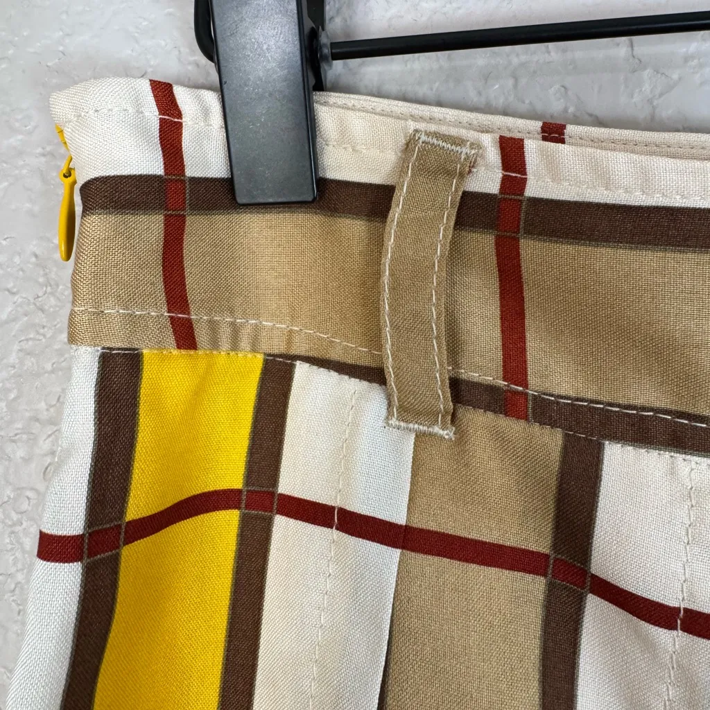 Marc by Marc Jacob’s Plaid Pleated Checkered Yellow Brown Silk Skirt size 6 - Image 10