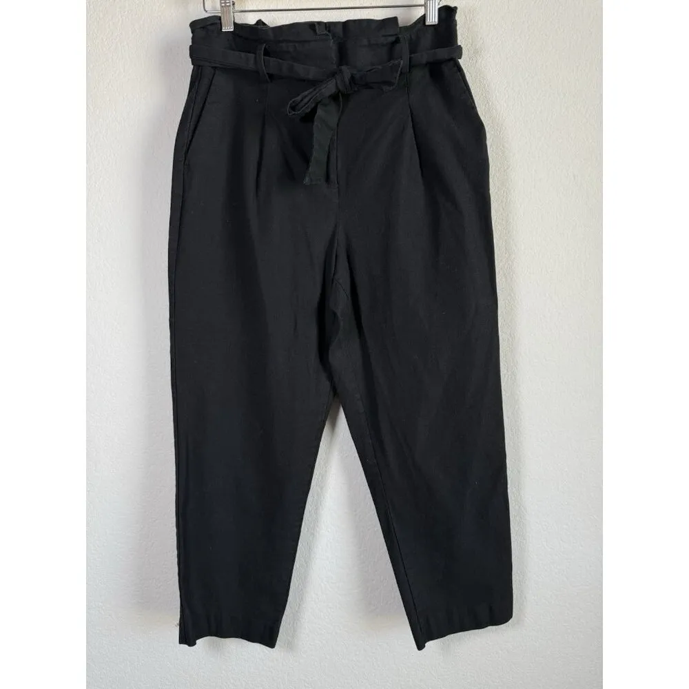 Ann Taylor Women’s Pleated Tapered Leg Tie Waist Black‎ Pants Size 10 Casual - Image 3