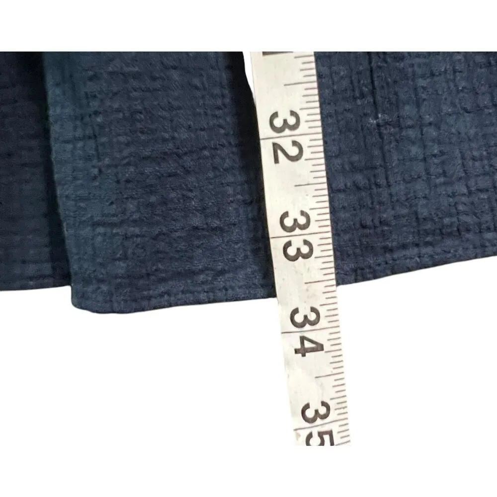 J Crew Beach Tunic Dress Womens S Blue Crinkle Cotton Tiered Cover Up Coastal - Image 11