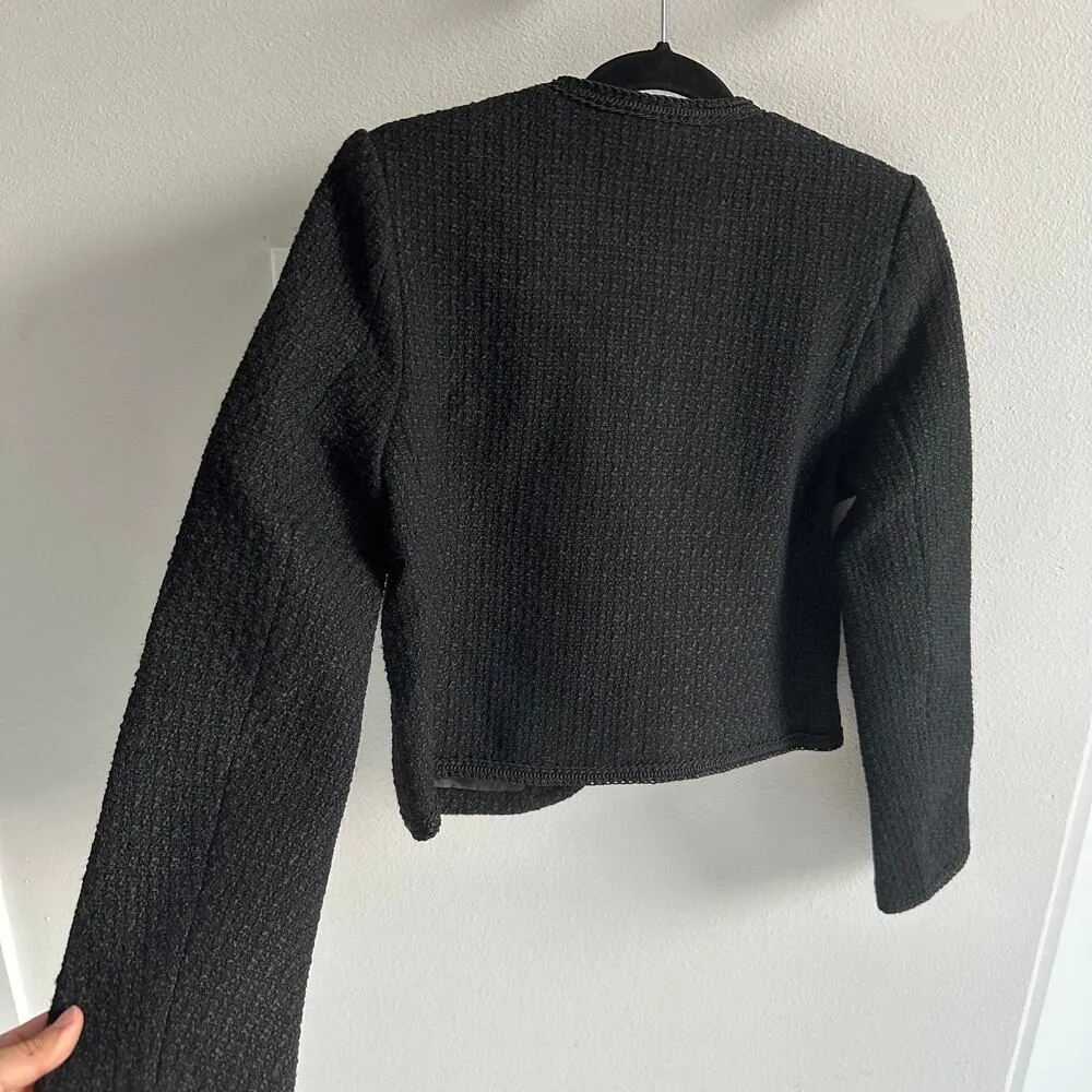 Urban Revivo BUTTONED TWEED JACKET size US 6 Black - Image 4