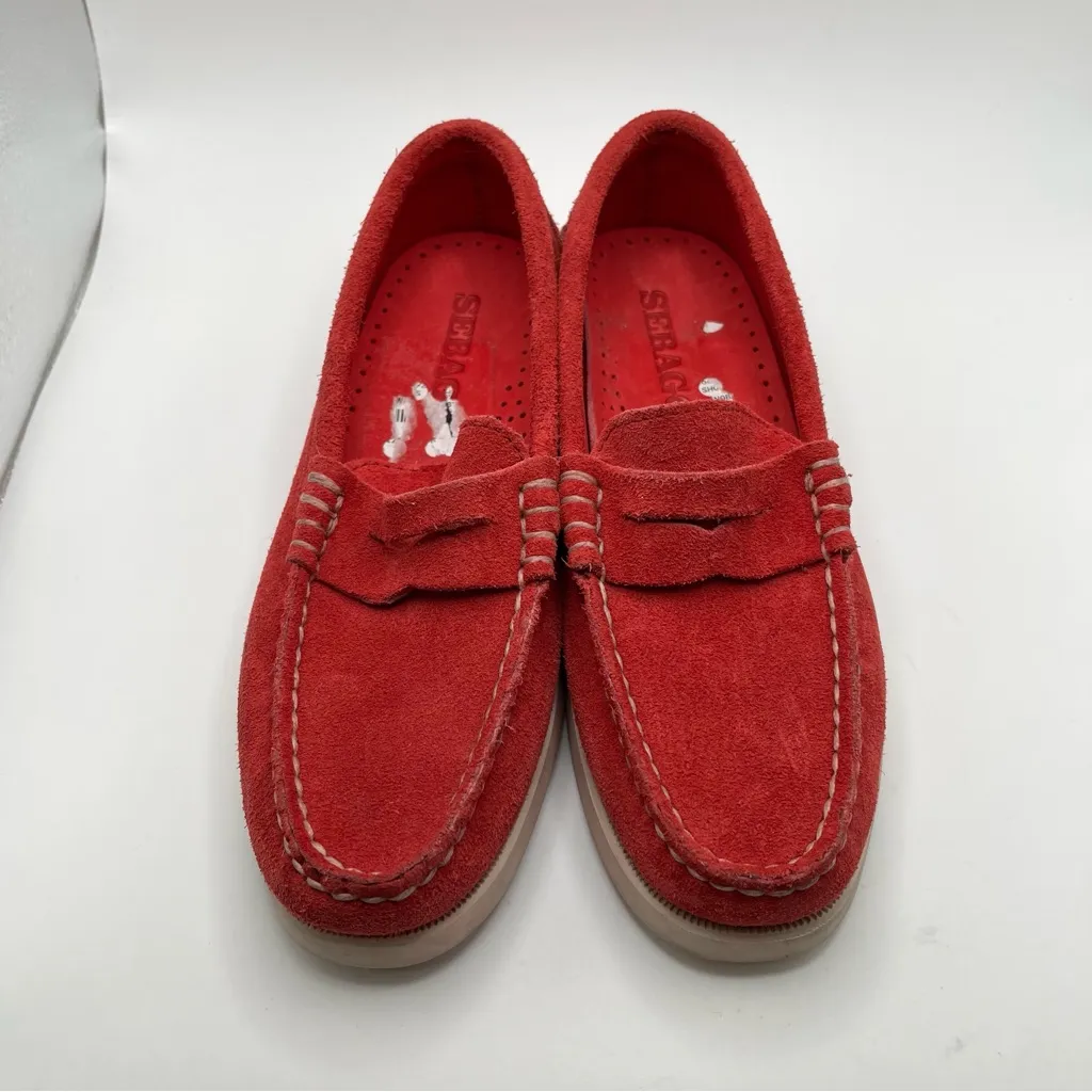 Sebago Red Suede Docksides Dan Boat Flesh Out Mocassin penny Loafers Size6 women Size 6 - Image 2