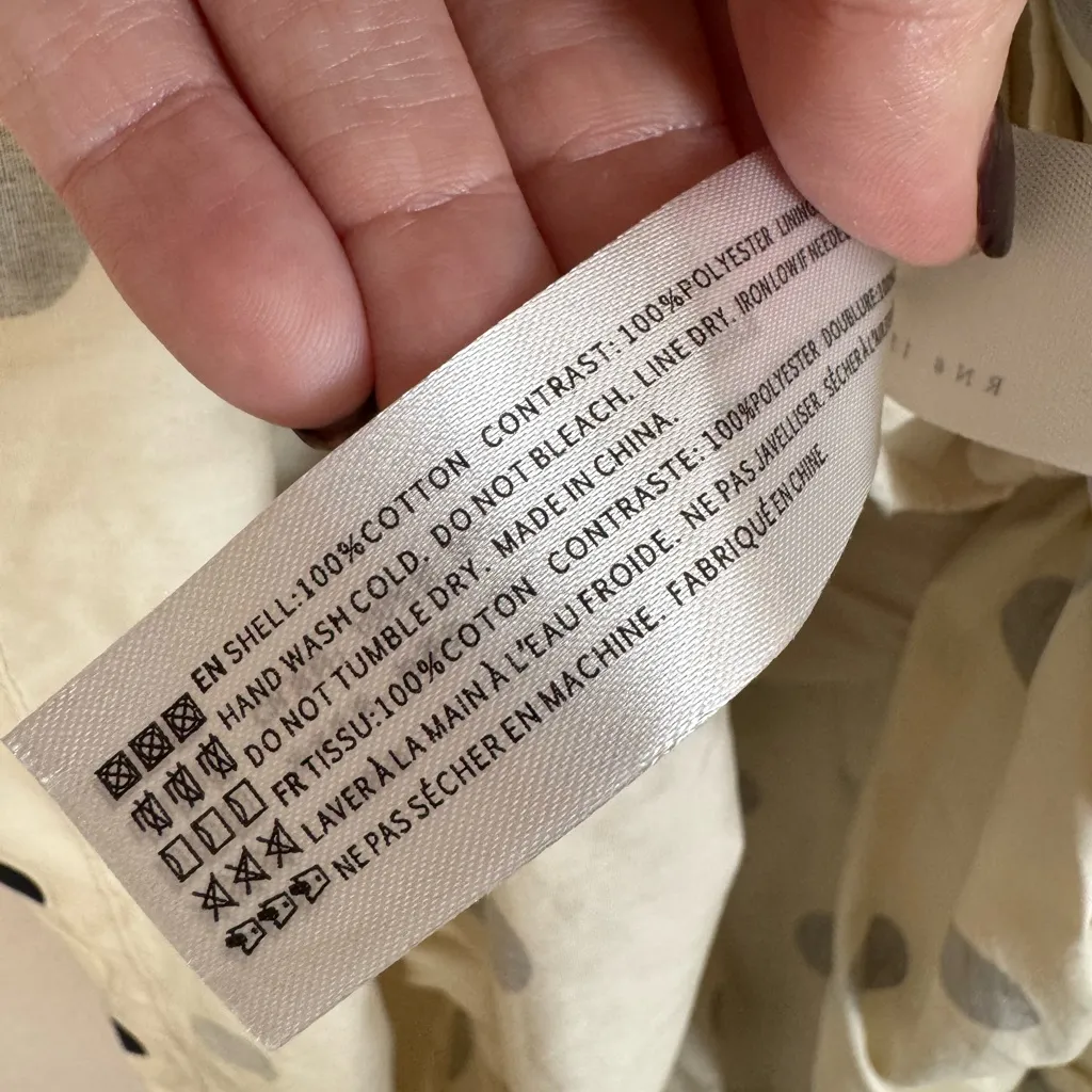 Anthropologie En Saison Cream Black Polka Dot Tiered Midi Dress Bow Straps Small - Image 12