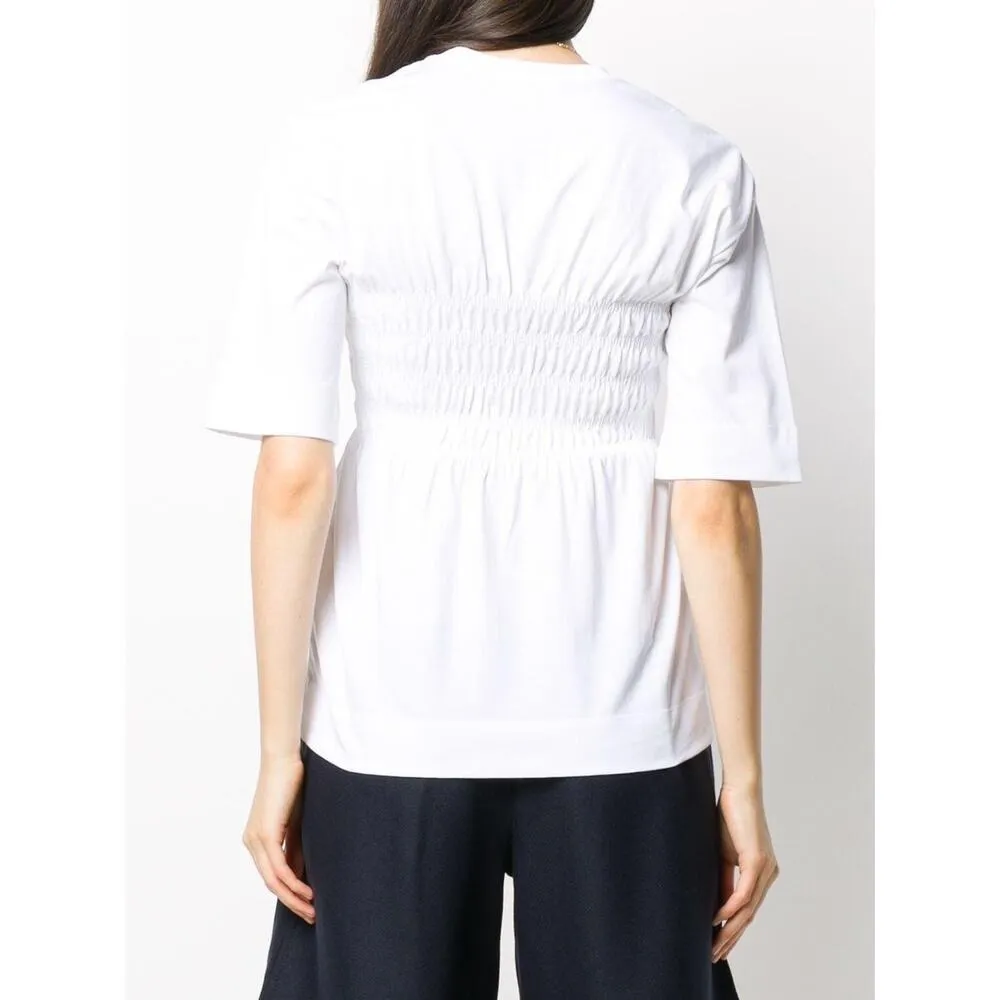 $300 New Ganni Smocked Jersey White Top - XXS - Image 2