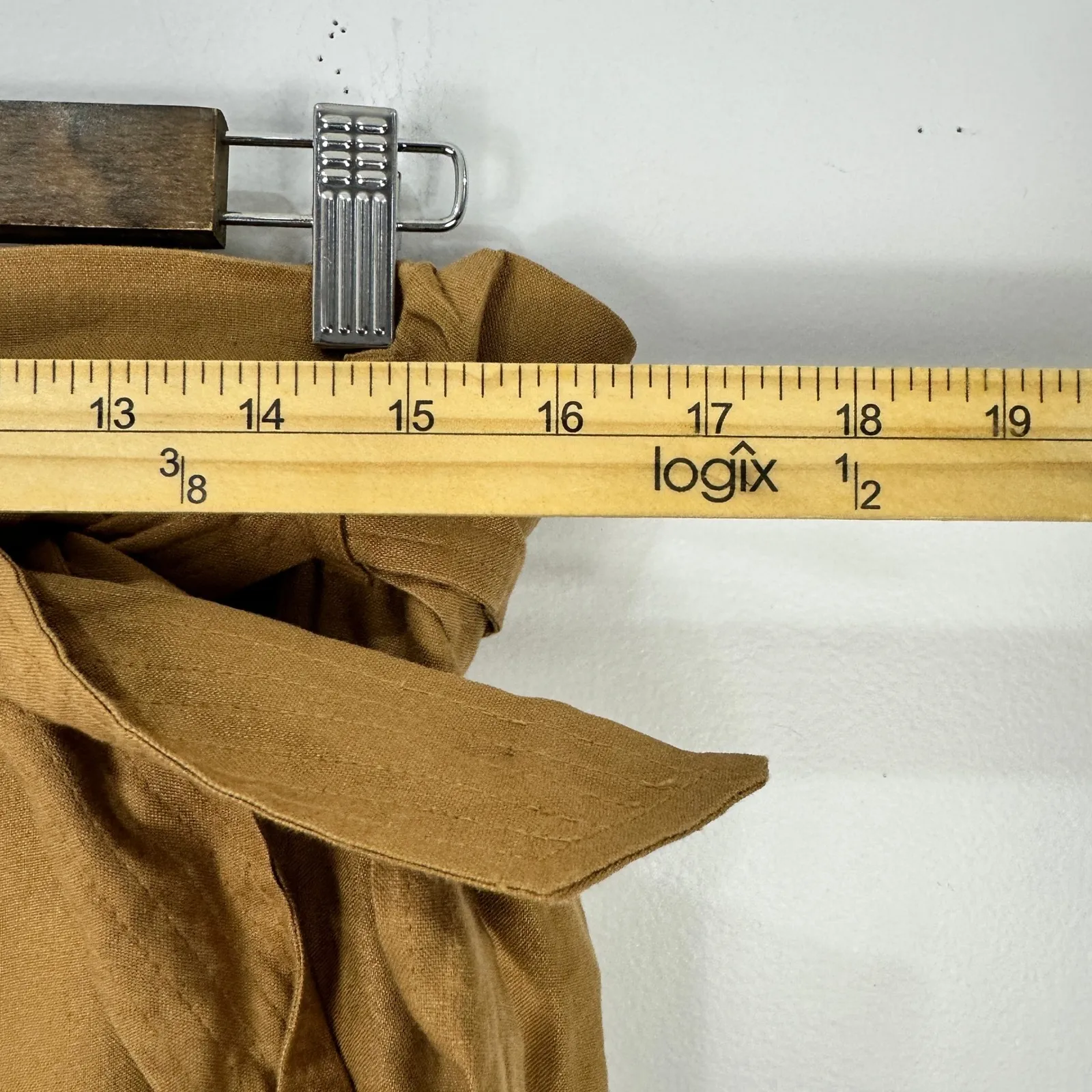 Calvin Klein XL Linen Paperbag Pants Tan Tie Waist Minimalist Quiet Luxury Chic - Image 3