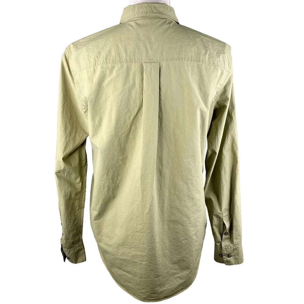 Massimo Dutti Blouse Top M Olive Green Button Down Pockets - Image 2