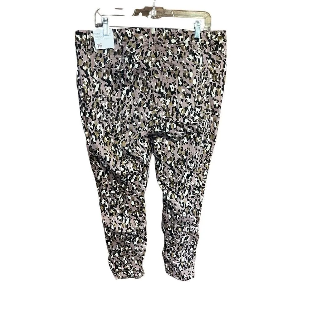 Lane Bryant Mid Rise Skinny Animal Print Pants Purple Sz 16 NWT - Image 2