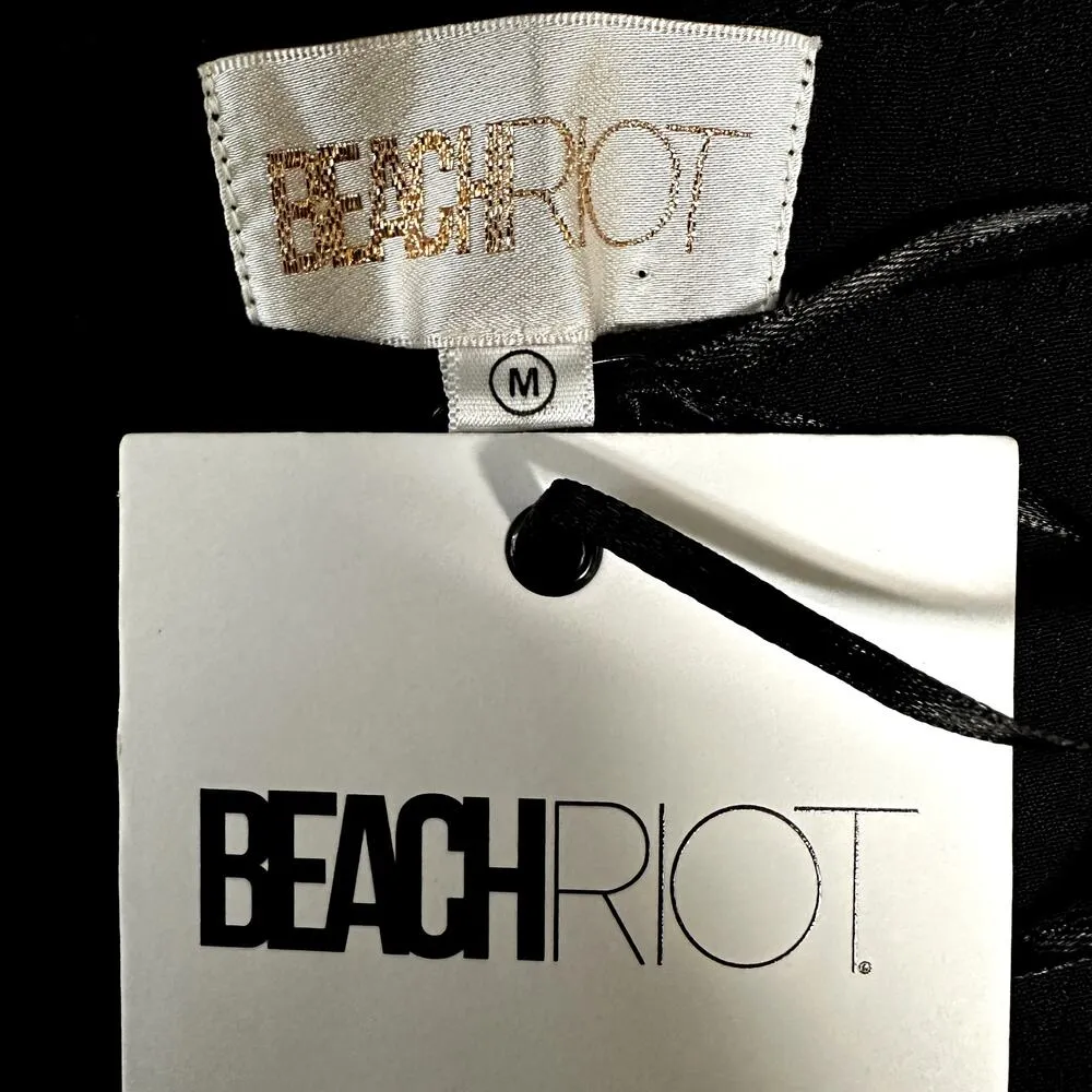 Beach Riot Celeste Pant High-Waist Wide Leg Mirror Embellished Black M NWT - Image 4