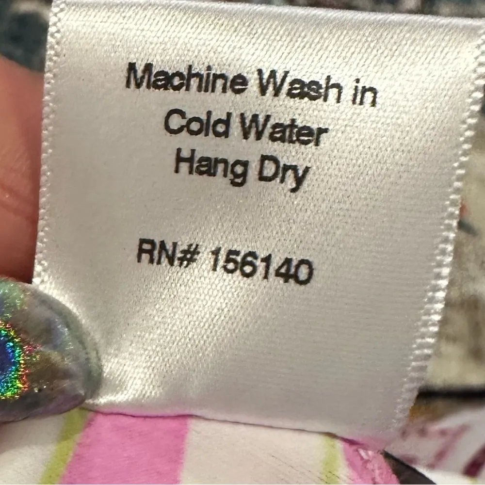 GINGYS AVALON PALM LEAVES ORCHID PINK WHITE STRAPLESS DRESS XS - Image 7