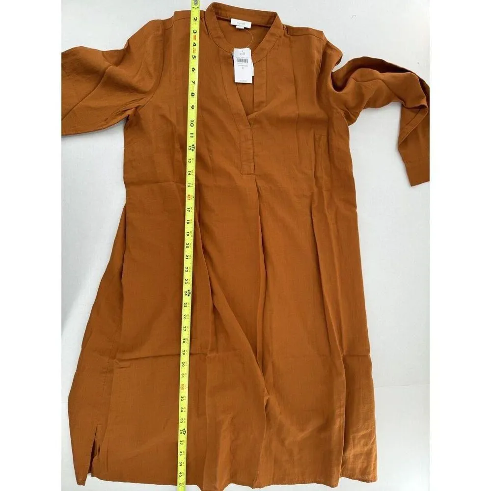 J.Jill Pure Linen Dress Sz S V-Neck Long Sleeve Lagenlook Copper Boho Beach NWT​ - Image 14