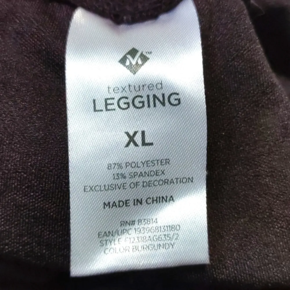Women' Member's Club Sam's Club Purple Textured Leggings Size XL GUC #3334 - Image 6