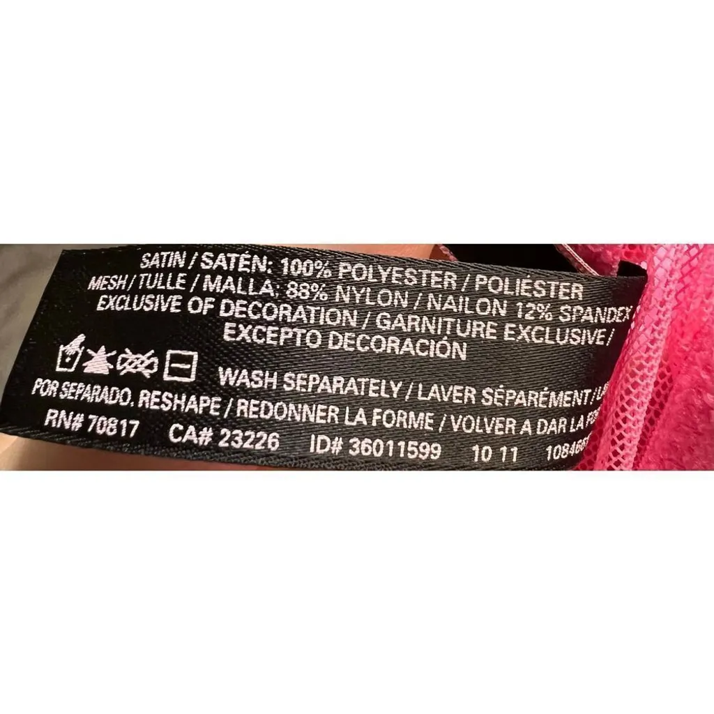 Victorias Secret 36B Babydoll Gown HOT pink Rhinestones - Image 9
