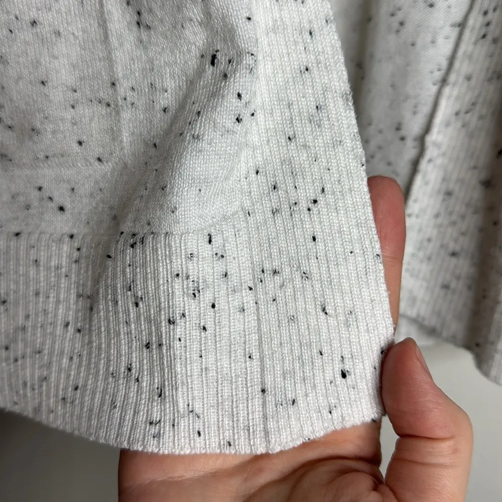 Verve Ami white Speckled Long sleeve Open Front Cardigan patch pockets size L - Image 8