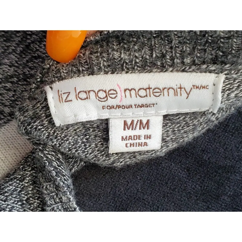 Liz Lange Maternity Women's Gray Round Neck Long Sleeve Knee Length Dress Size M - Image 8