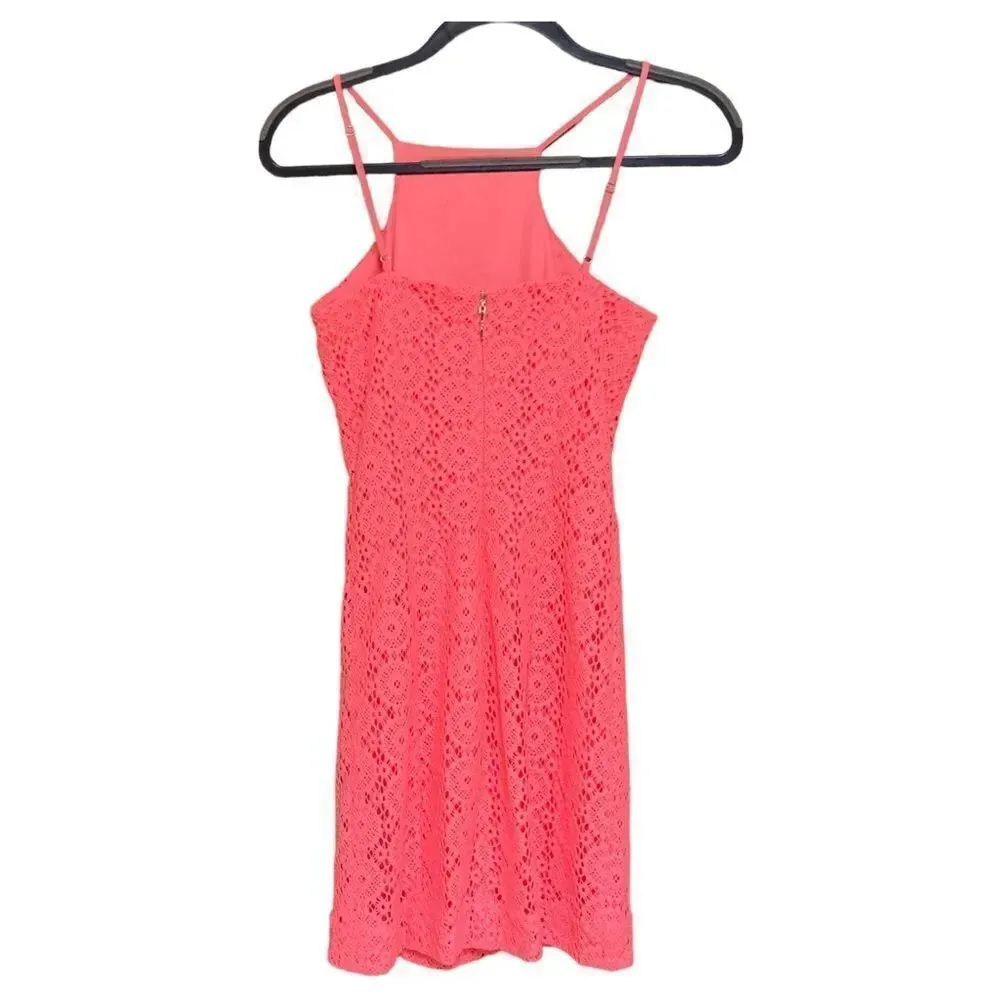 LILLY PULITZER Pink Costello Halter Dress Lace Pucker Pink Extra Small - Image 4