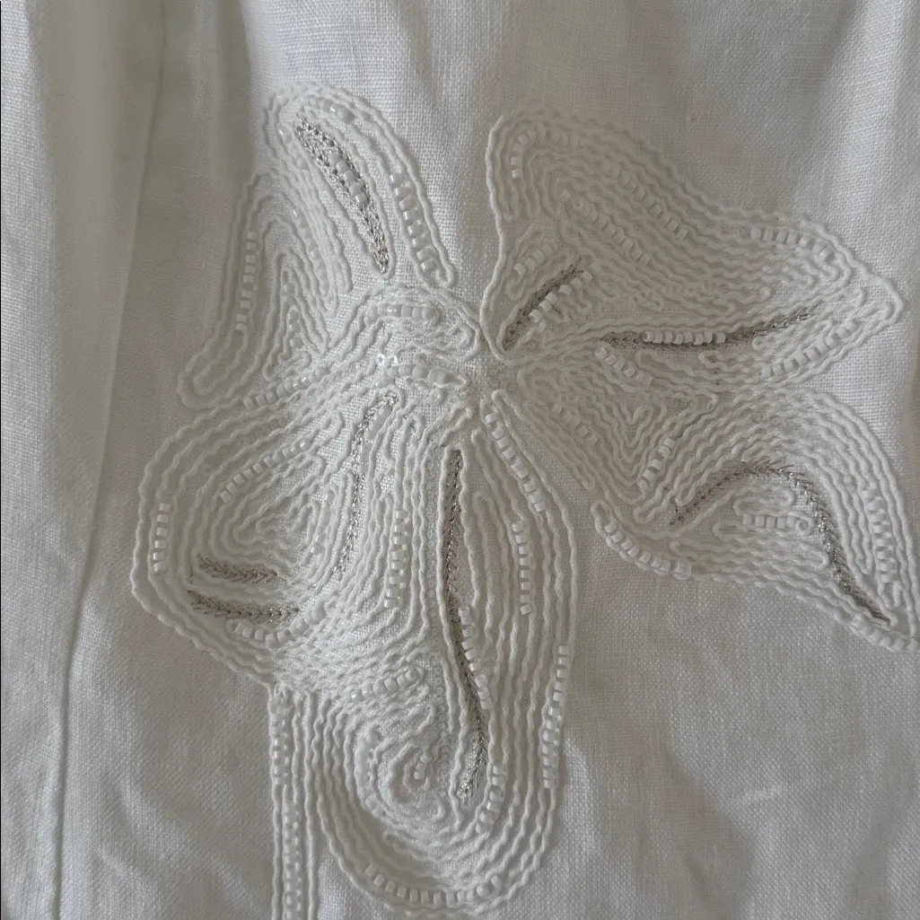 REISS Elise Linen Floral-Embroidered Midi Dress in Ivory, Size 4 US, $455 - Image 7