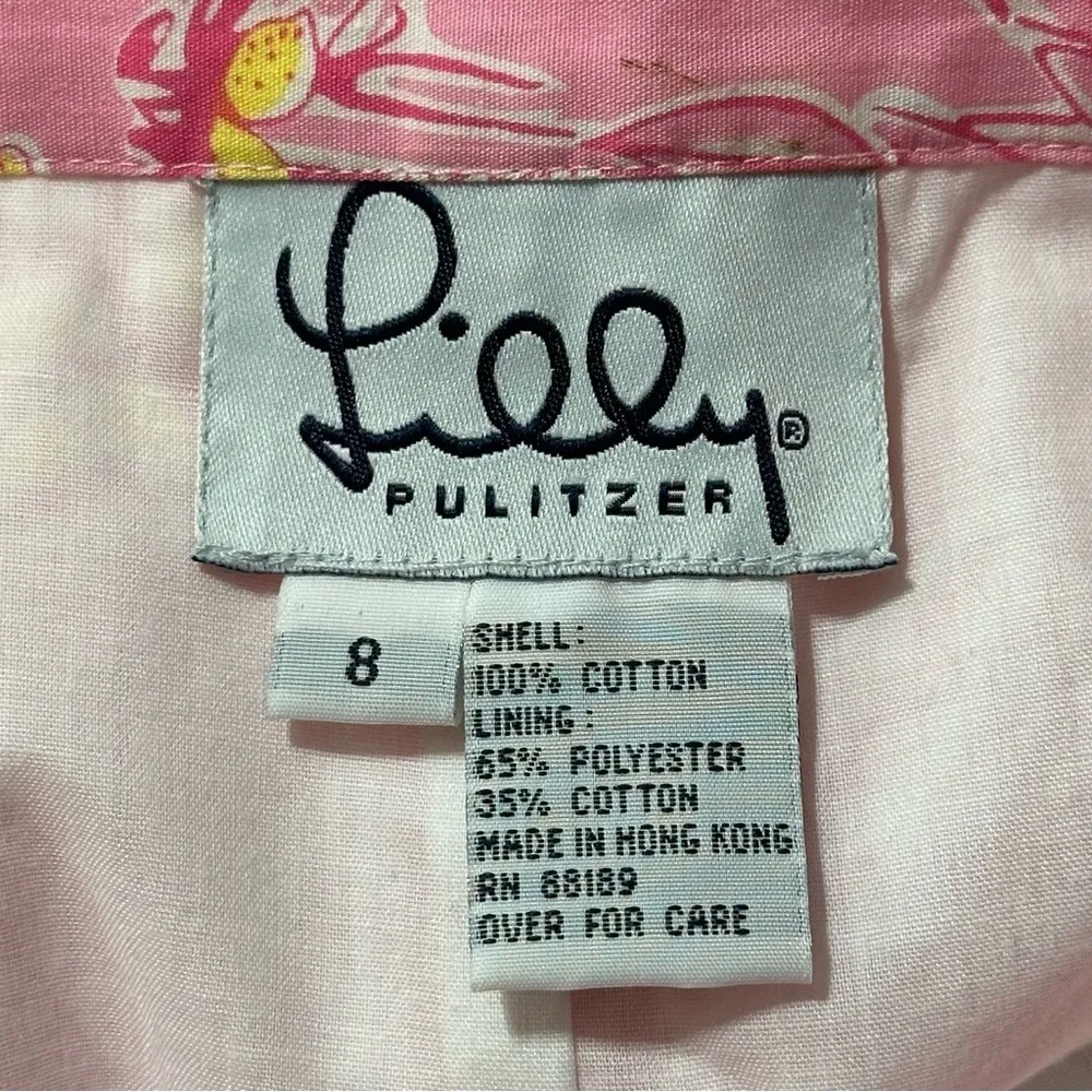 Lilly Pulitzer White Vintage Label Women’s 8 Pink Palm Tree Yellow Lemon Skirt - Image 4