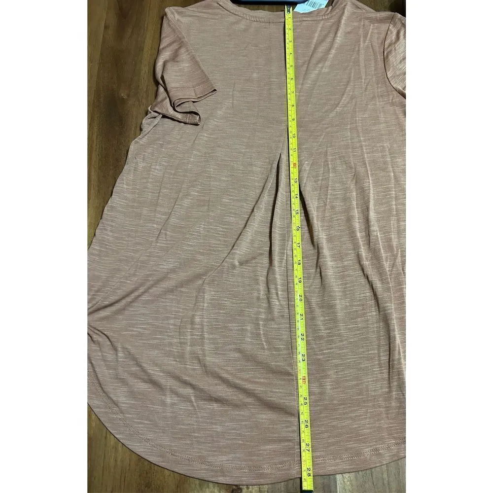 Mod Ref Women's Heathered Shirt V-Neck High-Low Hem Top Size Small Rust - Image 6