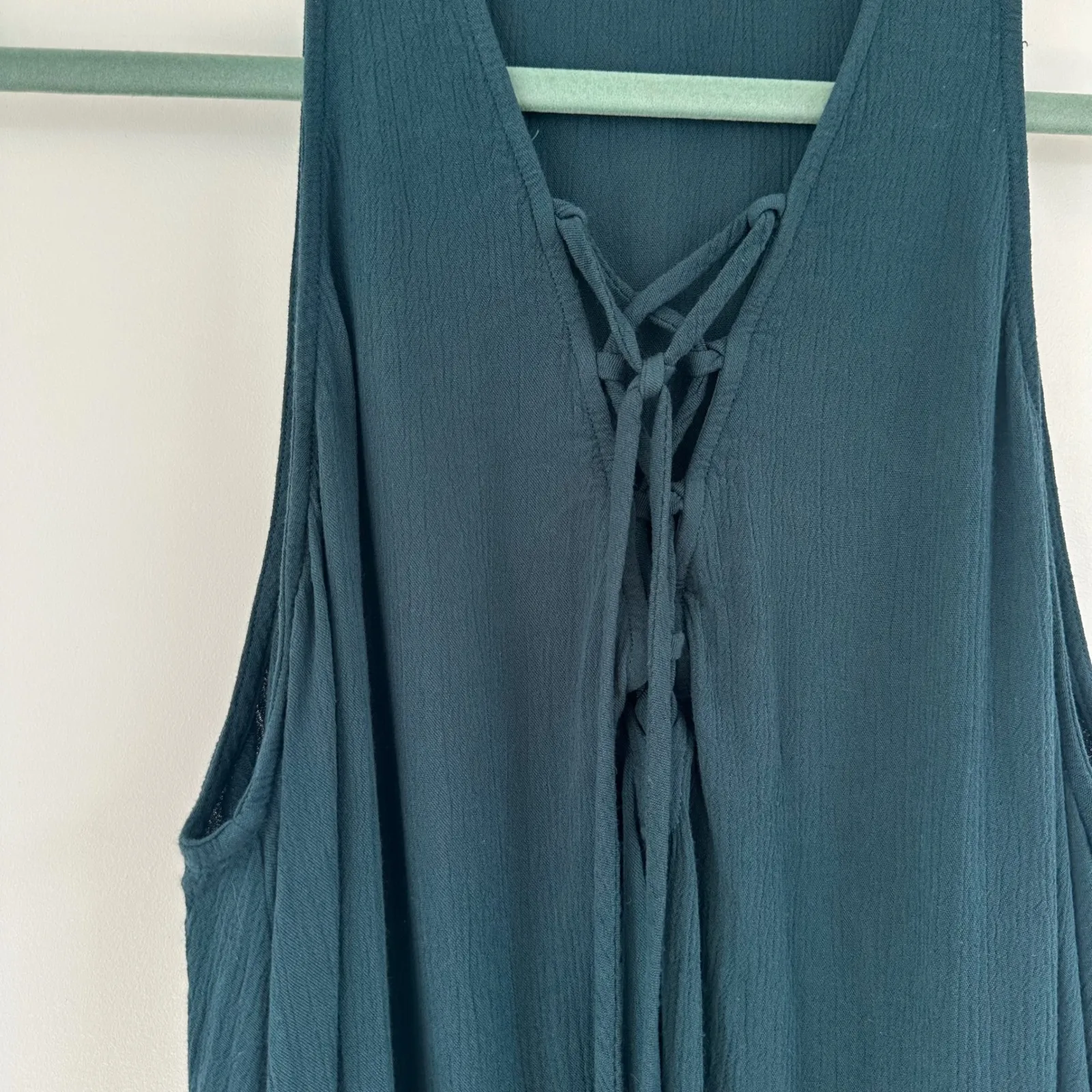 Show Me Your Mumu Mini Rancho Marage Dress Lace‎ Up Sleeveless Casual Teal XS - Image 6