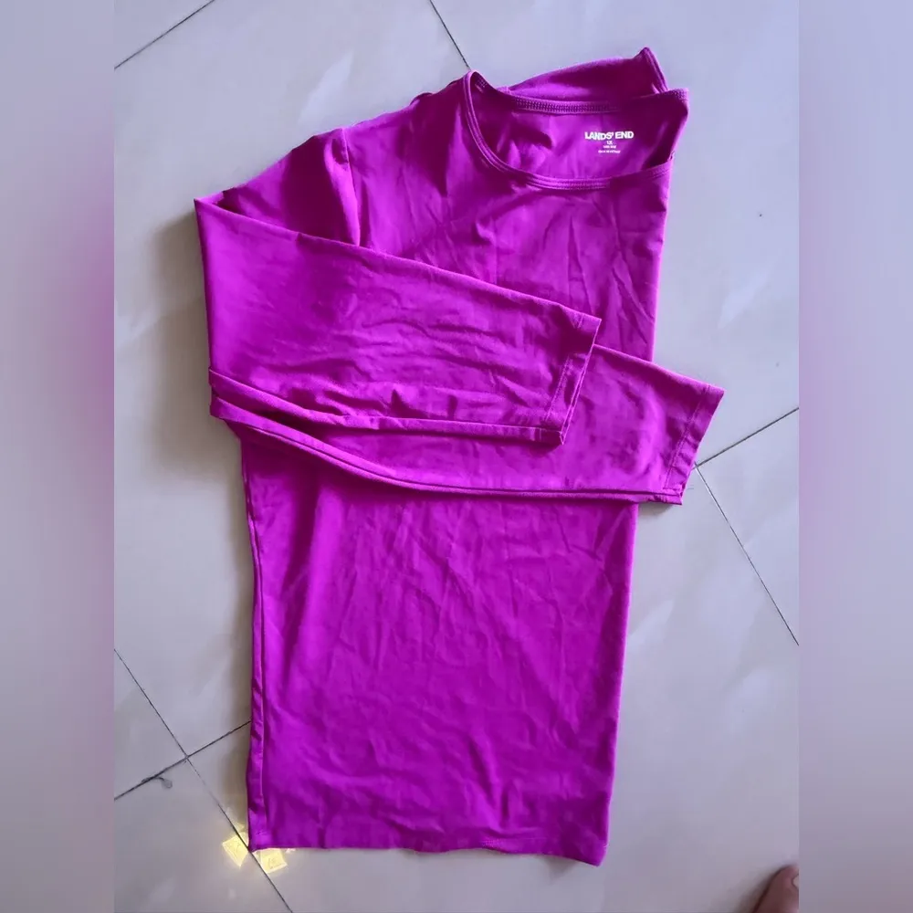 Lands' End Red Fitted Long Sleeve Blouse - Image 3