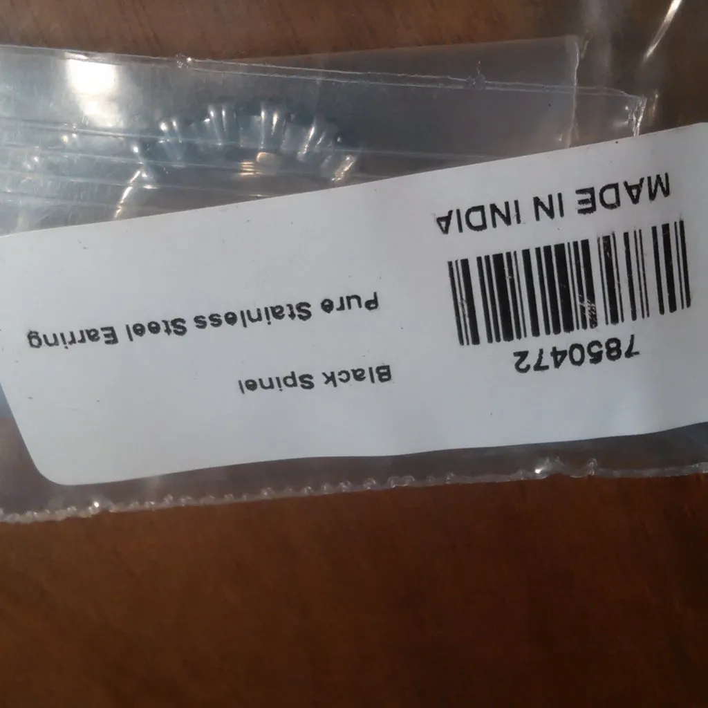 Thai Black Spinel Stainless Steel Hoop Earrings - Image 11