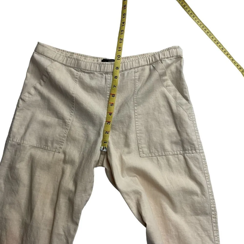 J. Crew Women's‎ Linen Cotton Ankle Pants Size XS Beige Pull On Wide Leg - Image 7