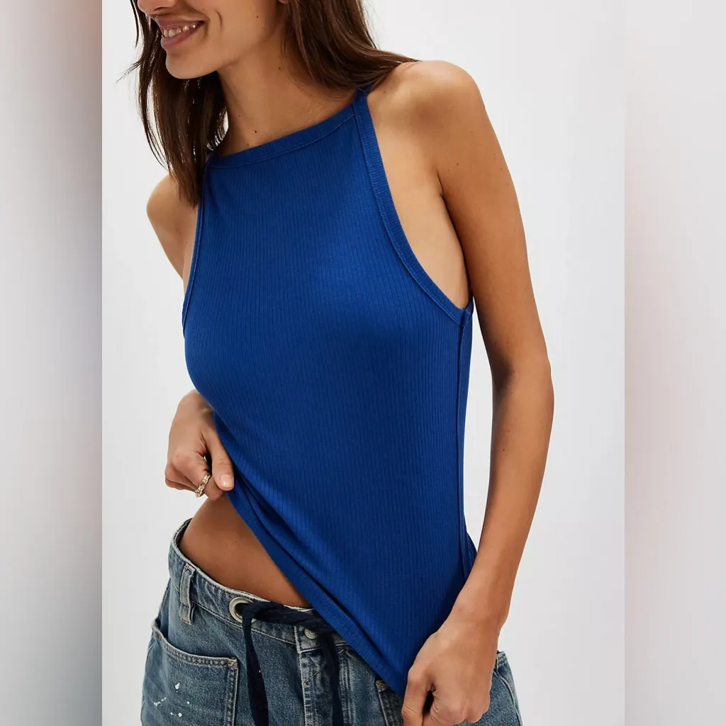 NWT Free People We The Free Mia Tank - bellweather navy blue - XS - Image 3