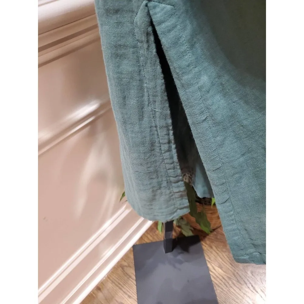 Lake Womens Green 100% Cotton V Neck Casual Short Sleeve Long Maxi Dress Small - Image 6