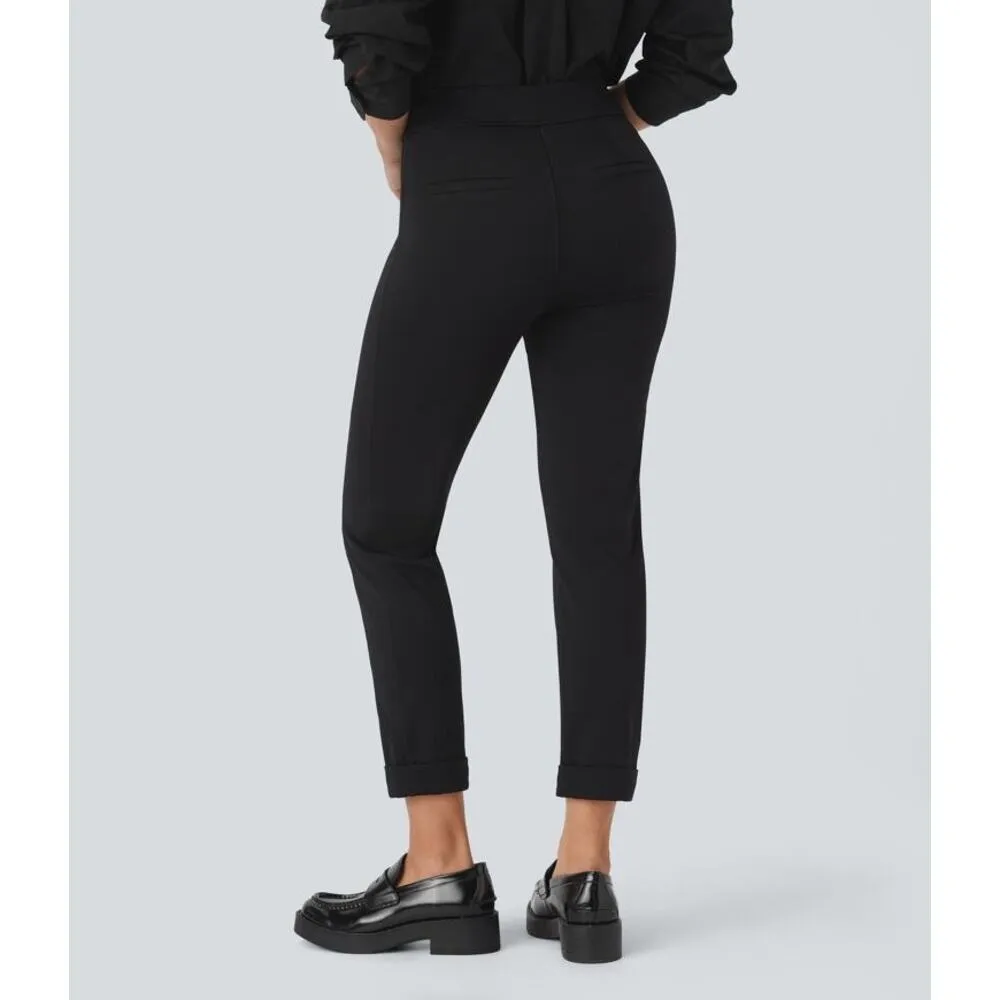 Halara Pull On Rolled Hem Skinny Tapered Ankle Length Casual Pants Black M - Image 4