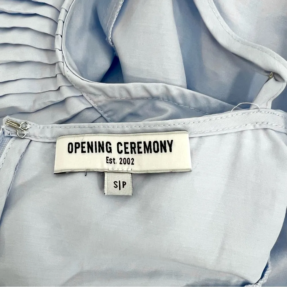 Opening Ceremony Pleated Trim Top Blouse Light Blue Sleeveless Women’s Size S - Image 7