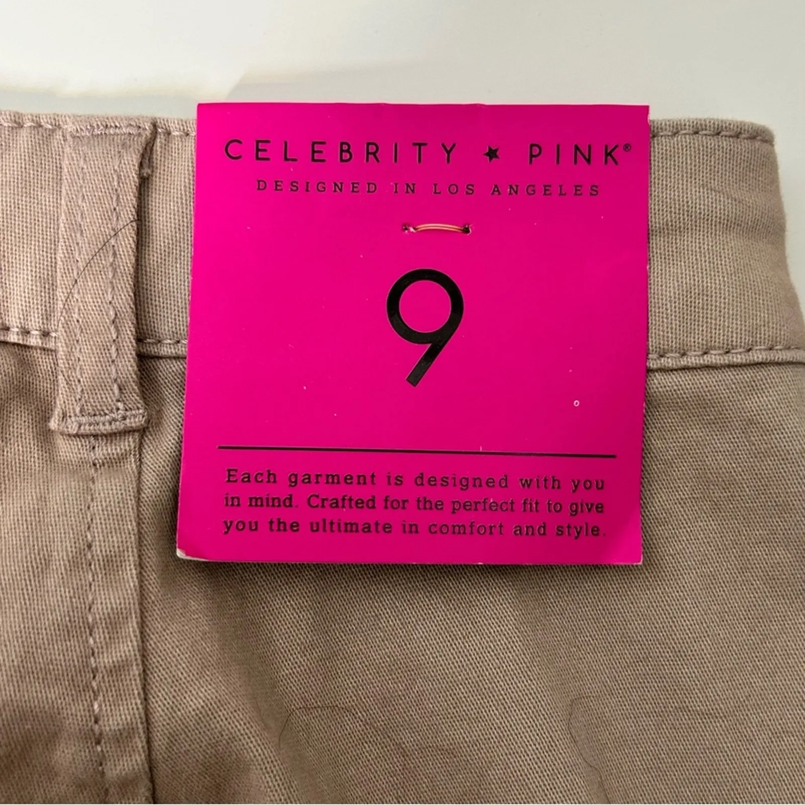 Celebrity Pink Skirt A Line Mini Button Front‎ Tan Size 9 NWT - Image 5