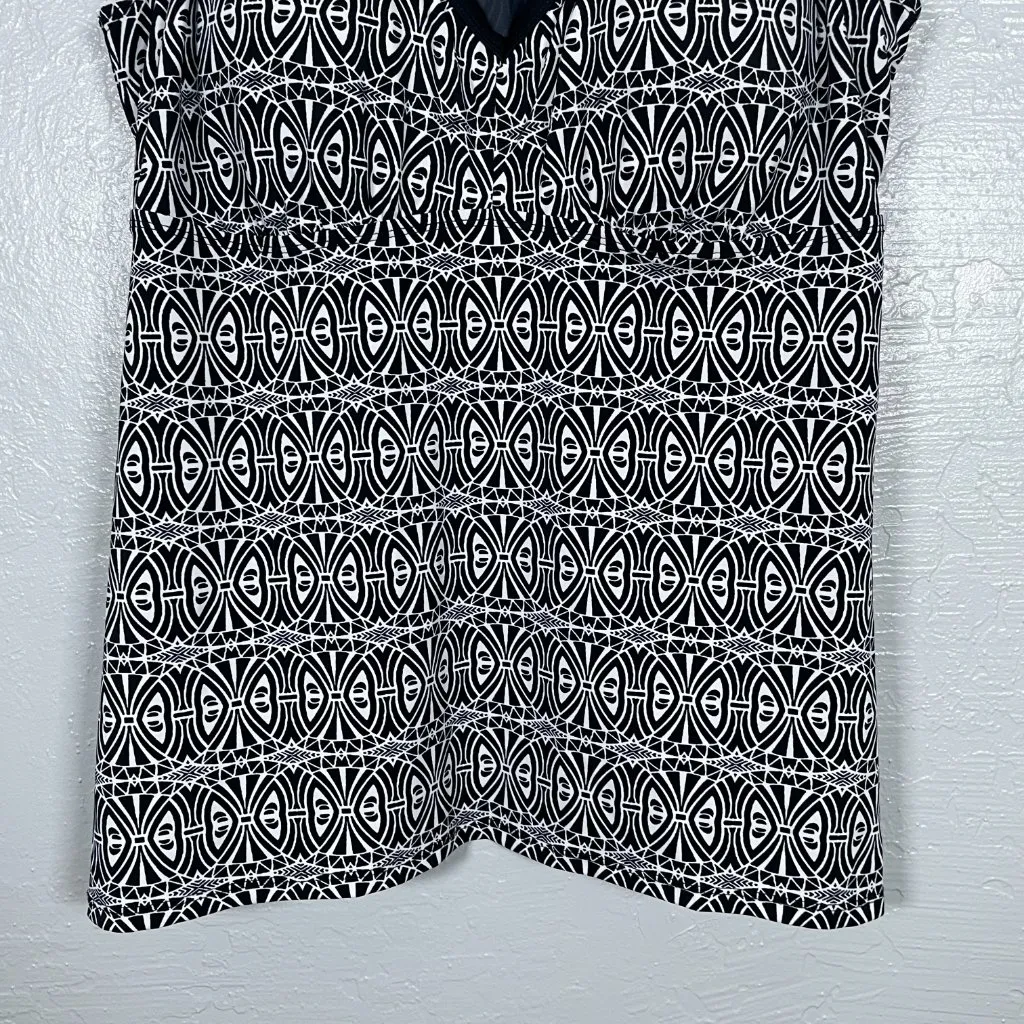 Swimsuits For All Women Plus Size 20 Black White Printed Tankini Swim Top Padded - Image 2