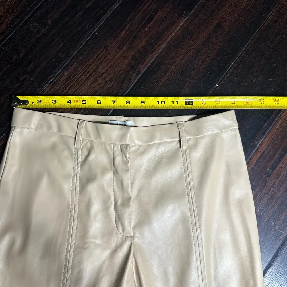 Faux leather pants with bottom slit business casual stretch bodycon indie boho - Image 3