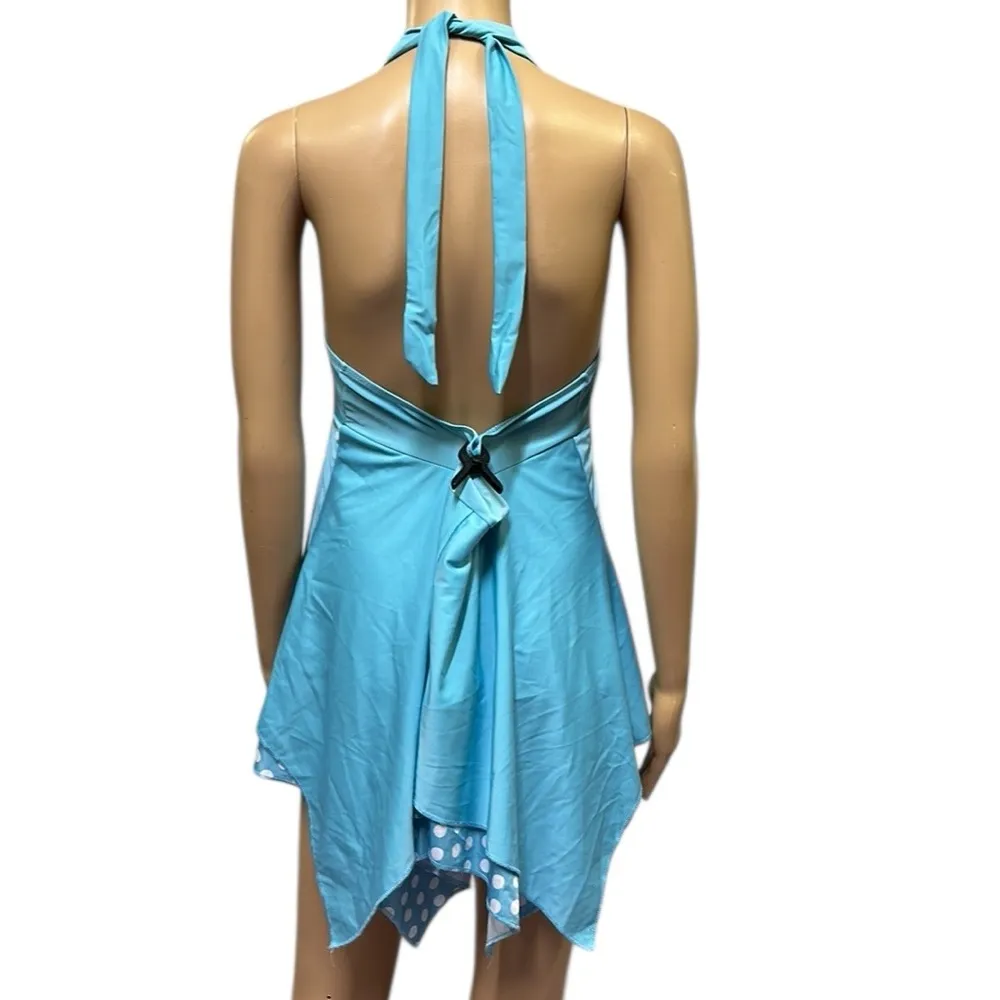 Blue Polka Dot Halter Tie Layered Tankini Top Womens Plus Size 3X - Image 6