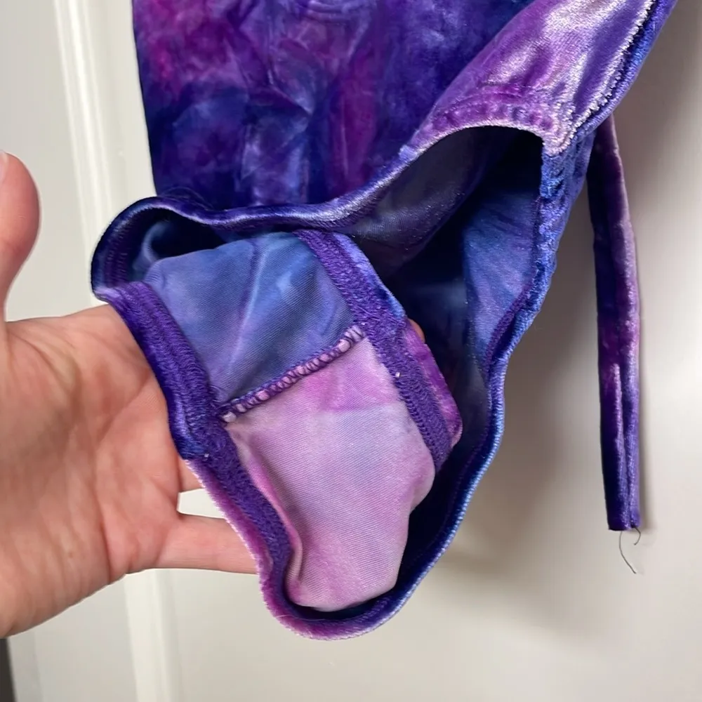 Custom Handmade Eat Sleep Rave Purple Tie Dye Lace Up Bodysuit - Image 3