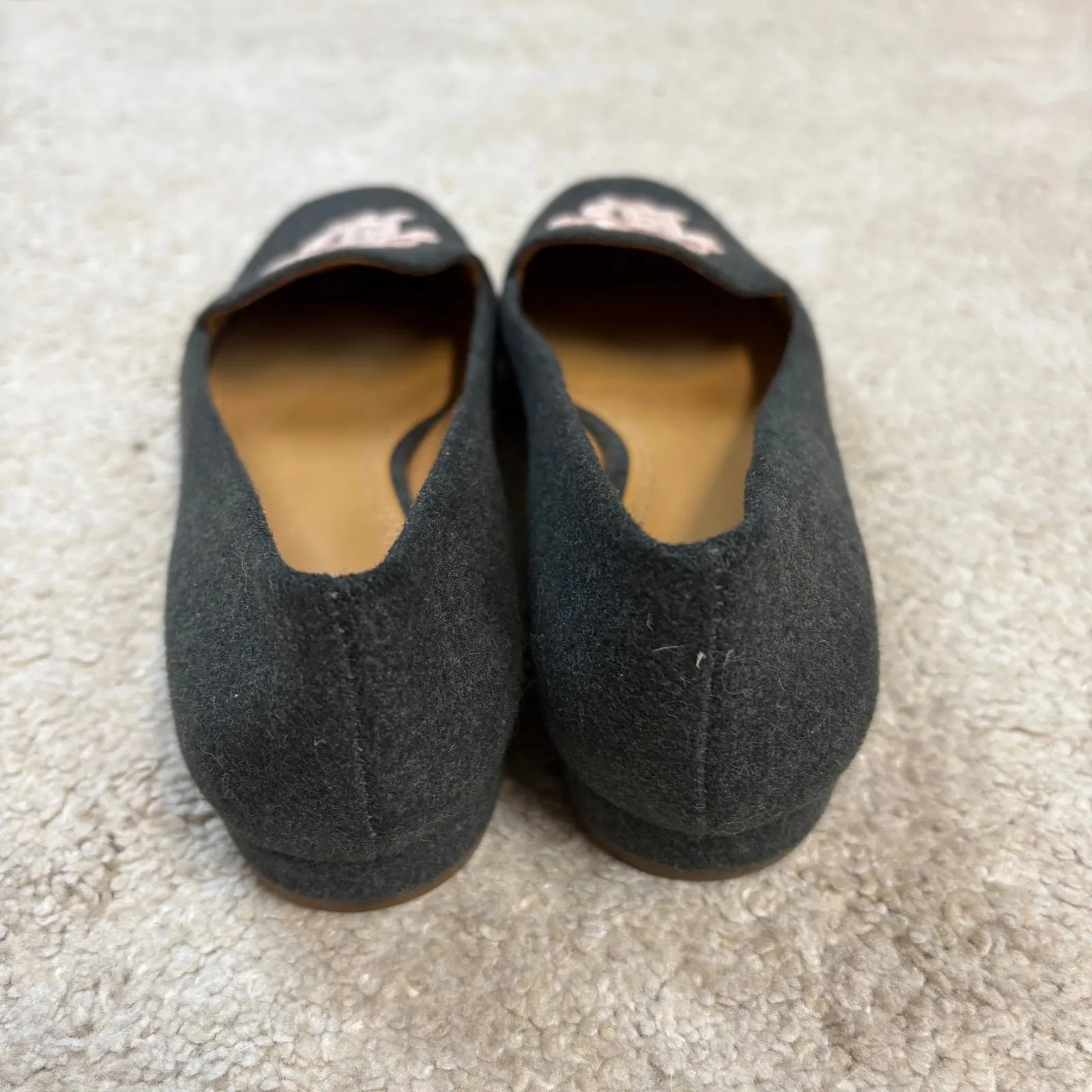 Tory Burch Antonia Monogram Gray Light Pink Loafer Size 6 - Image 4