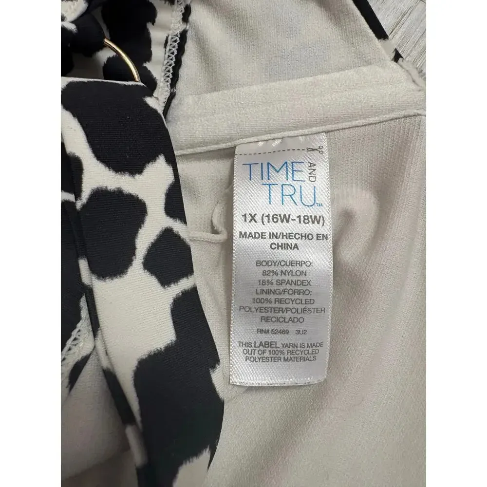 Time and True | Women's Plus Cow Print 2 Piece Bikini Swimsuit Set | 1X/Large - Image 4