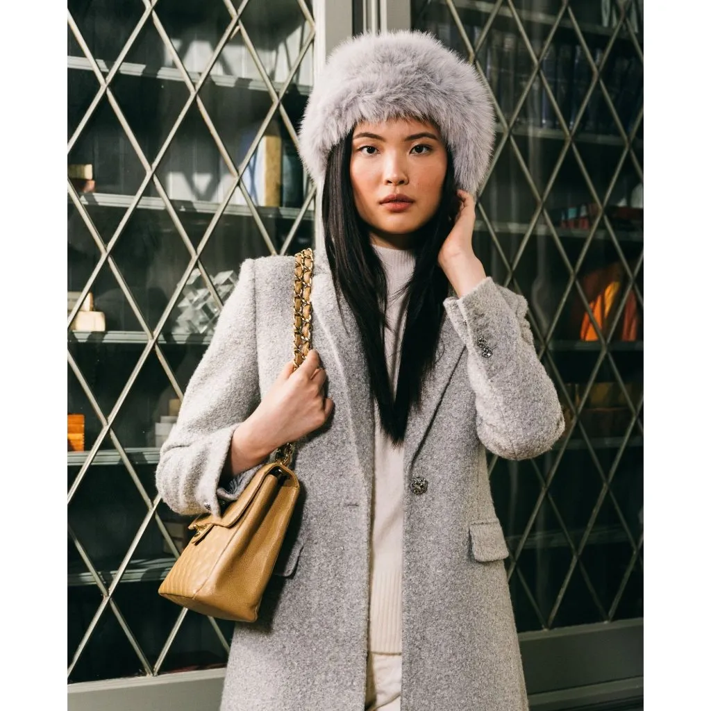 Adrienne Landau The Pill Box Hat in Light Grey One Size New Womens Faux Fur - Image 8